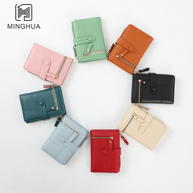 Women's RFID Blocking Leather Small Compact Bi-fold Zipper Pocket Wallet Card Case Purse with ID Window