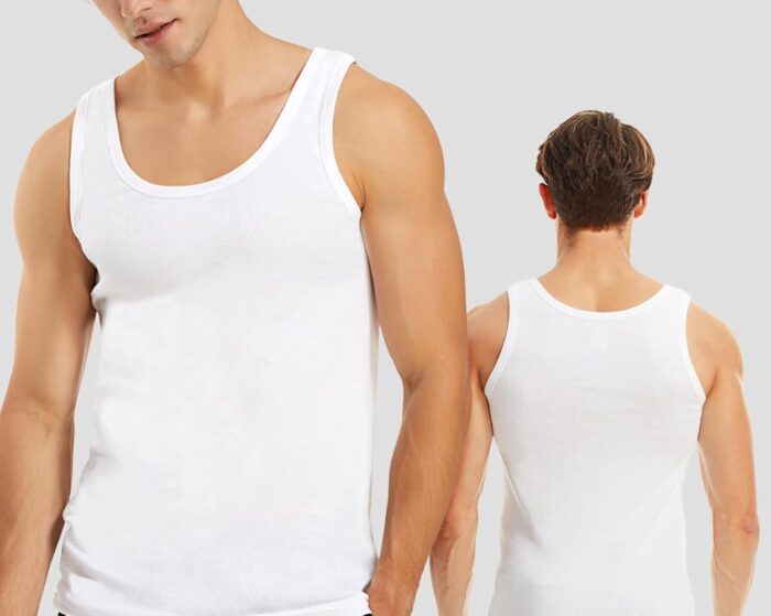 Falechay Mens Vest Tops Muscle 100% Cotton Tank Tops Slim Fit Plain Colored Undershirt . Fast delivery in UK - Image 4